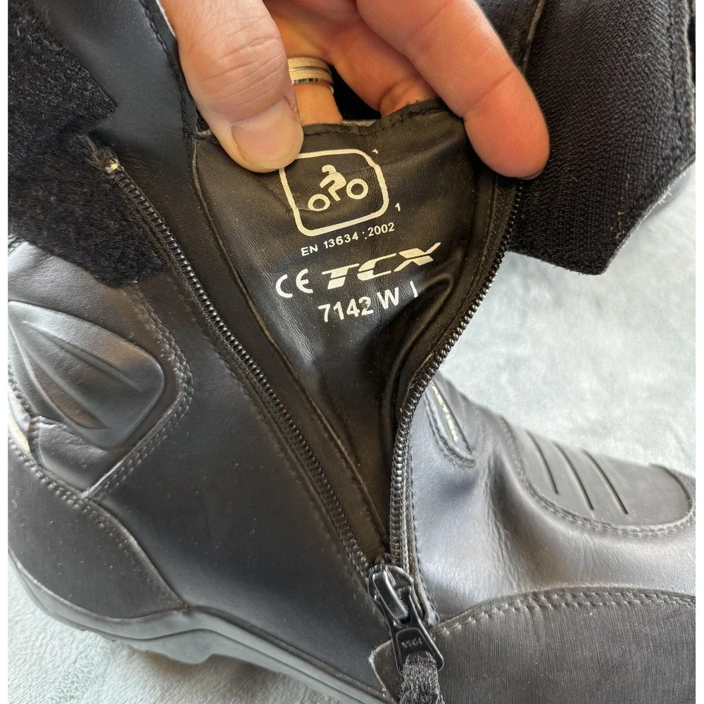 TCX X-Action Touring Motorcycle Boots Mens US 7 EU 40 Black CE EN13634 7142W